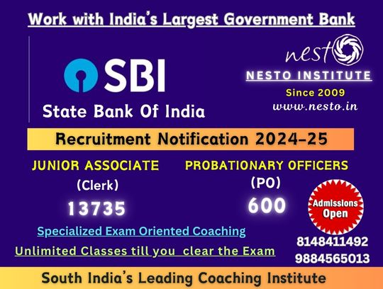 SBI PO Recruitment Notification 2024 2025 NESTO